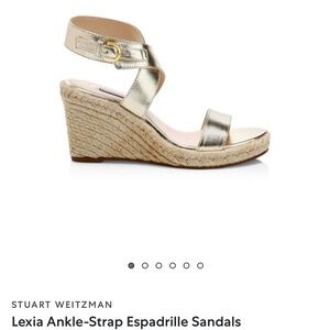 Stuart Weitzman Metallic Ankle-Strap Espadrille Wedges